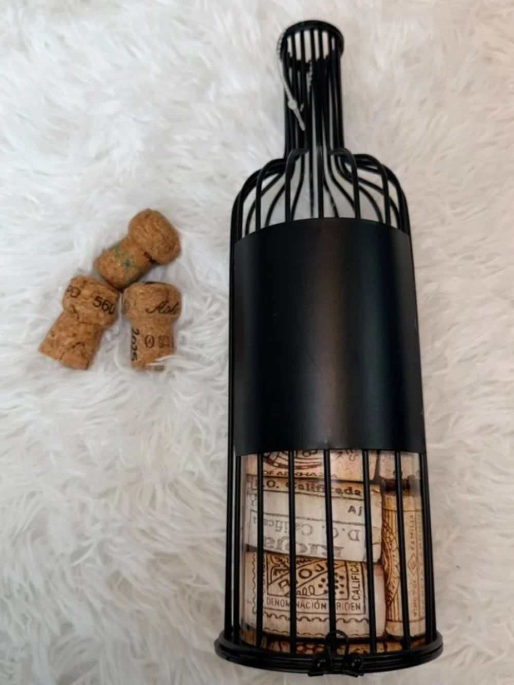 Wine Cork Holder Bottle Decor Black Metal Wine Lover Gift - Picture 1 of 8
